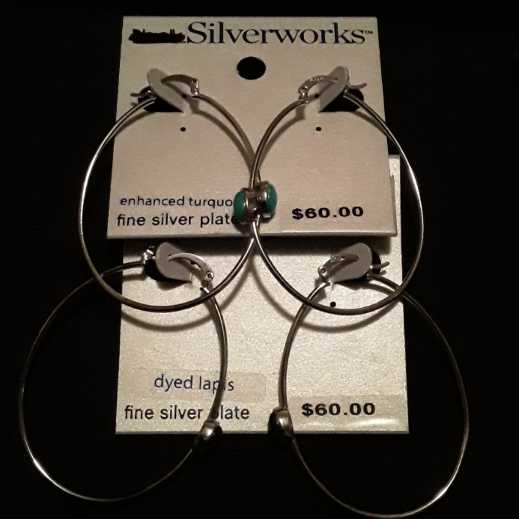 Women's Nwt Set Of 2 Silverworks Hoop Earrings